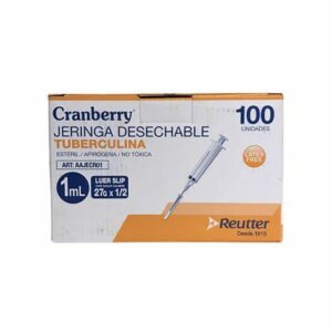 Jeringa Tuberculina Luer Slip 27g * 1/2 1ml cja x 100