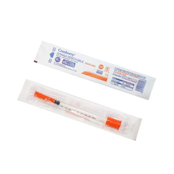 Jeringa Insulina 29g X 1/4 Cranberry desechables cja x 100 - Imagen 2