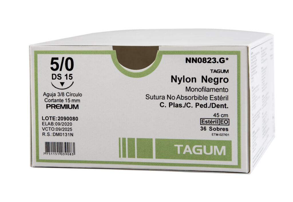 Poliamida Nylon   5-0 Aguja 3/8 círculo x 36 sobres