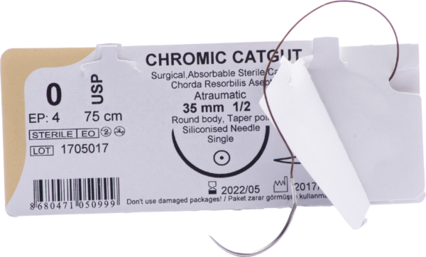Catgut crómico de 0 agujas