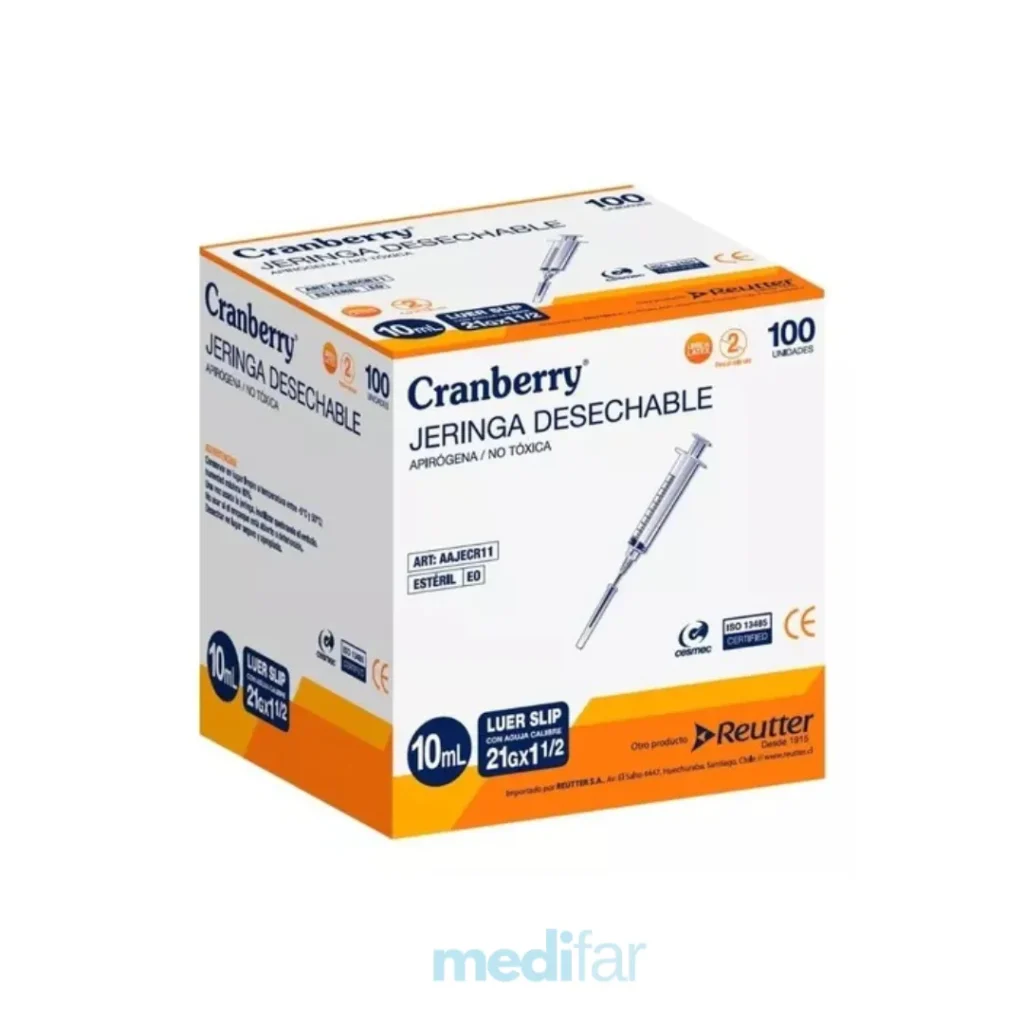 Jeringa Desechable 10ml Luer Lock 21g cja x 100