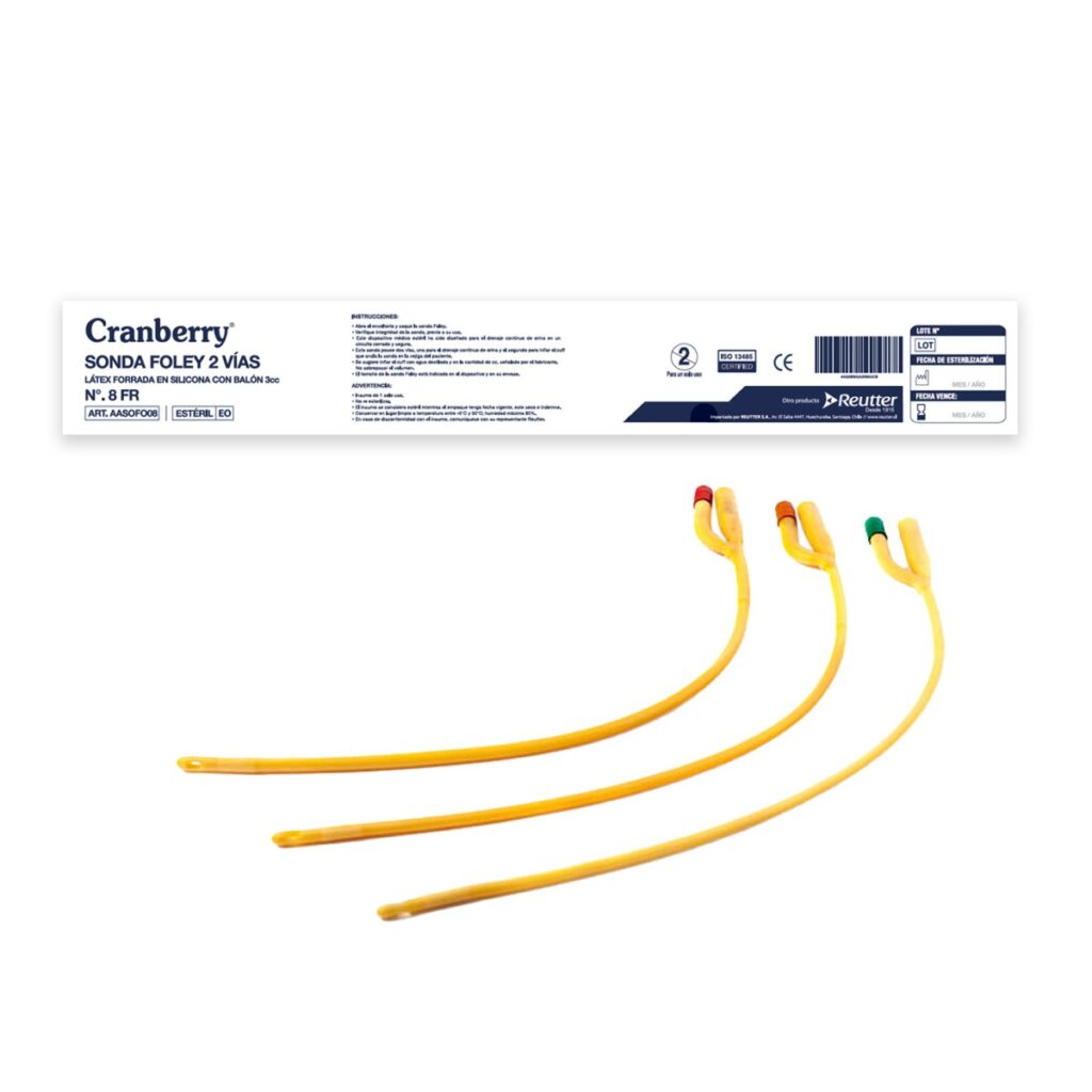 Sonda foley adulto látex forrado en silicona 2 vías
