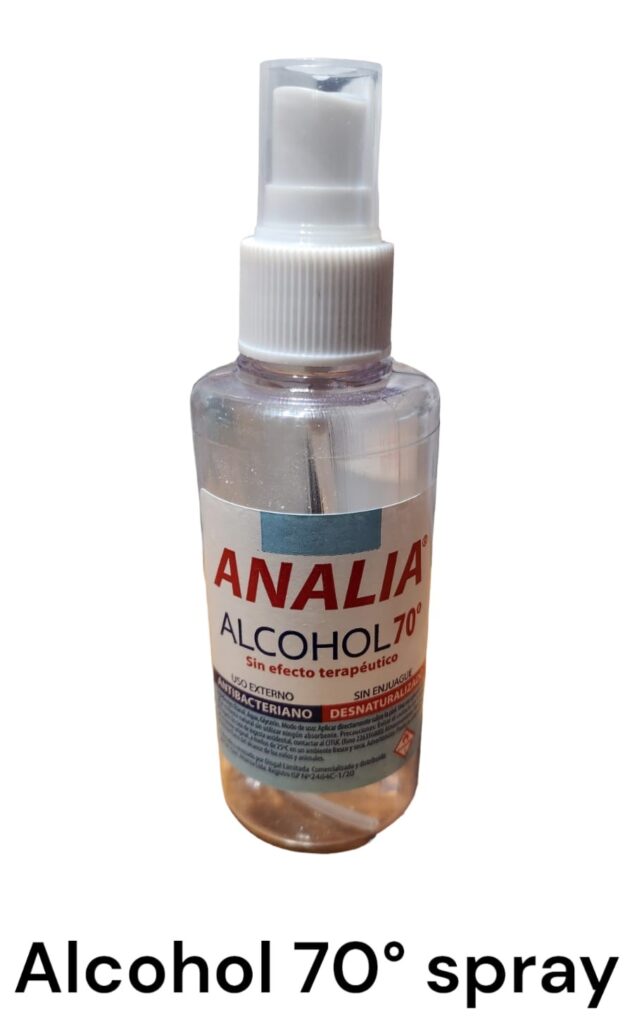 Alcohol 70° formato 125 cc con valvula spray